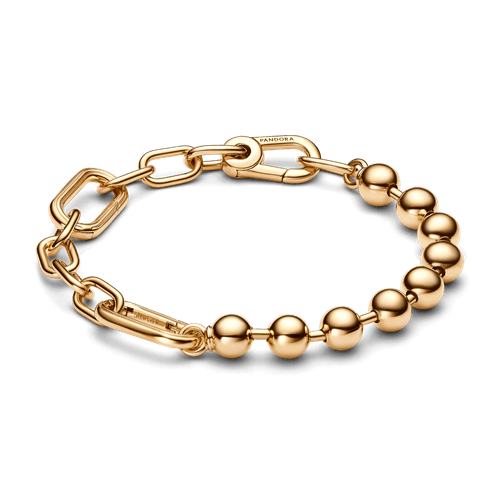Brazalete de Eslabones Link y Cuentas Metálicas Pandora ME en Oro 14k