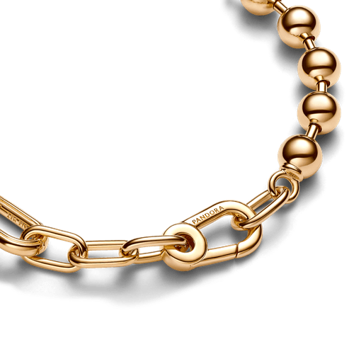 Brazalete de Eslabones Link y Cuentas Metálicas Pandora ME en Oro 14k