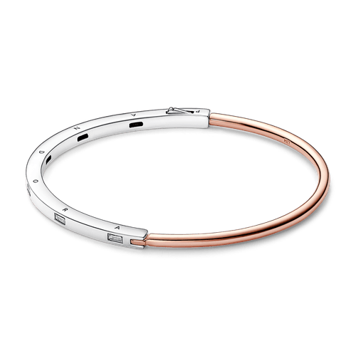 Pulsera en Dos Tonos y Gemas Pandora Signature Recubrimiento en Oro Rosa de 14k | Pandora Plata Esterlina