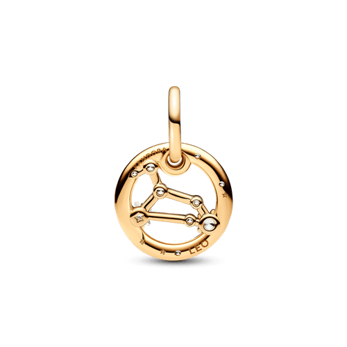 Charm Colgante del Zodiaco Leo Recubrimiento en Oro de 14k