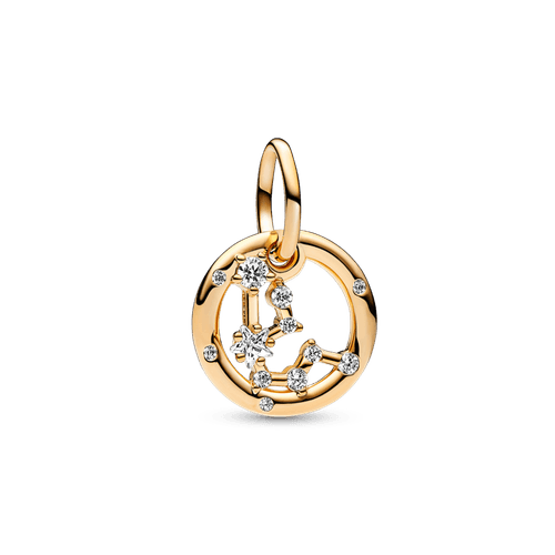 Charm Colgante Zodiaco Acuario Recubrimiento en Oro de 14k