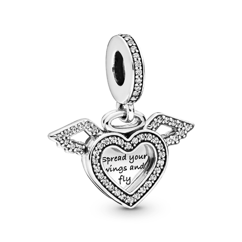 Charm Colgante Corazón Y Alas De Ángel