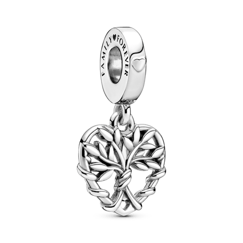 Charm colgante de corazón con árbol genealógico