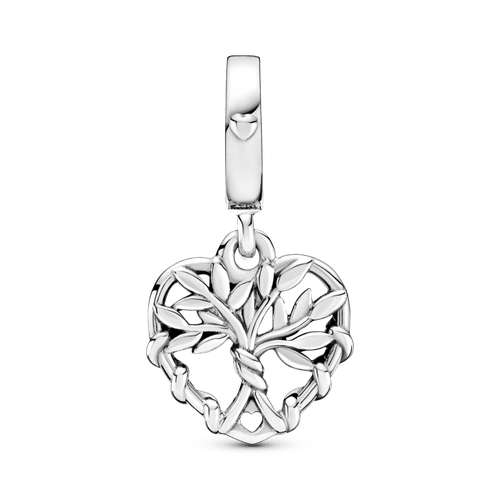 Charm colgante de corazón con árbol genealógico