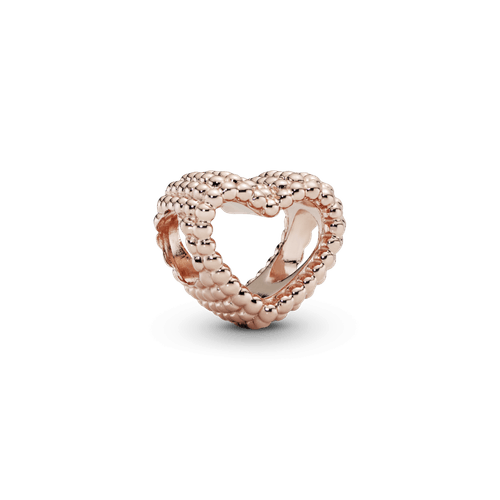 Charm corazón abierto con cuentas Recubrimiento en Oro Rosa de 14k