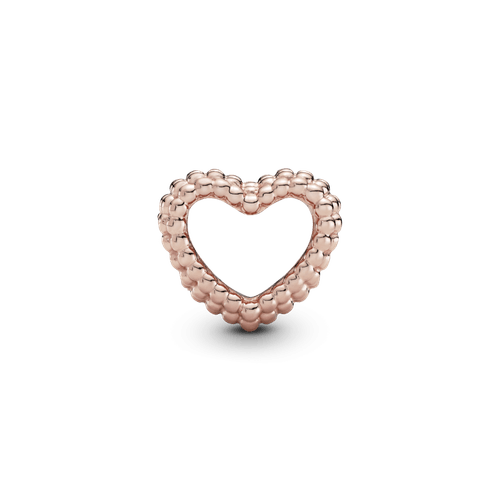 Charm corazón abierto con cuentas Recubrimiento en Oro Rosa de 14k