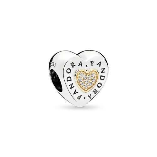 Charm Dos Tonos En Forma De Corazón Con El Logo Pandora