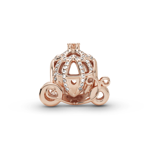 Charm Recubrimiento en Oro Rosa de 14k De Carruaje Brillante Cenicienta De Disney