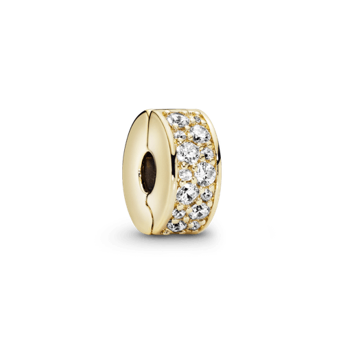 Charm Sujetador de pavé transparente Recubrimiento en Oro de 14k