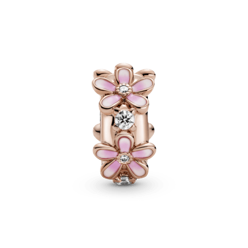 Clip Charm Fijo Margarita Rosa Recubrimiento en Oro Rosa de 14k