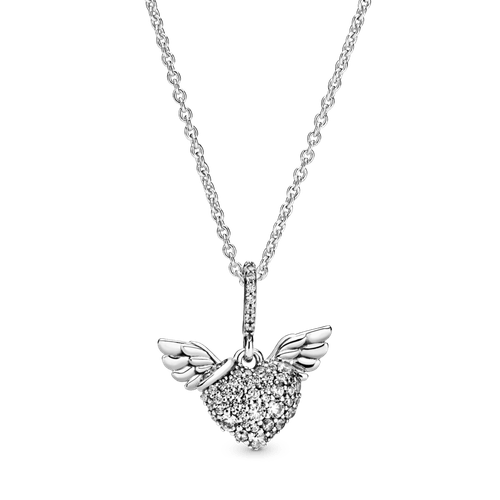 Collar de pavé Corazón y alas de ángel