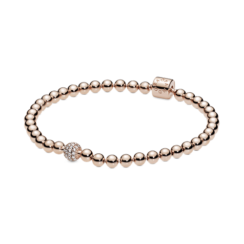 Brazalete de cuentas y pavé Recubrimiento en Oro Rosa de 14k