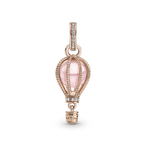 Charm Colgante Globo Aerostático Rosa Resplandeciente Recubrimiento en Oro Rosa de 14k