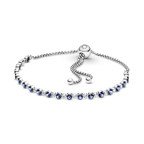 Brazalete Deslizante Brillo Cristal Azul Y Transparente