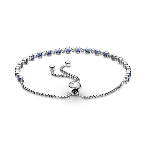 Brazalete Deslizante Brillo Cristal Azul Y Transparente