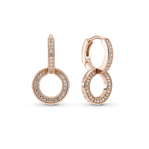 Aros Doble Aro Resplandecientes Recubrimiento en Oro Rosa de 14k