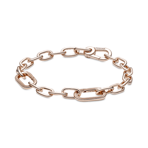 Brazalete De Cadena De Eslabones Dos Conectores Recubrimiento en Oro Rosa De 14K Pandora Me