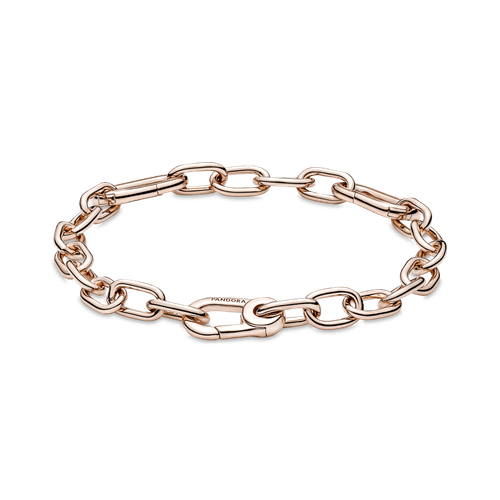 Brazalete De Cadena De Eslabones Dos Conectores Recubrimiento en Oro Rosa De 14K Pandora Me