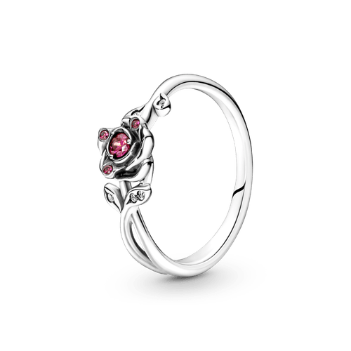 Anillo En Plata De Ley Rosa De La Bella Y La Bestia De Disney