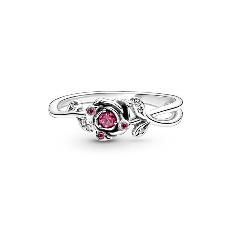 Anillo En Plata De Ley Rosa De La Bella Y La Bestia De Disney