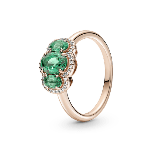 Anillo Vintage En Plata De Ley Tres Piedras Recubrimiento en Oro Rosa 14k
