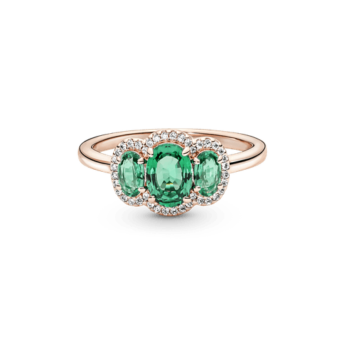 Anillo Vintage En Plata De Ley Tres Piedras Recubrimiento en Oro Rosa 14k