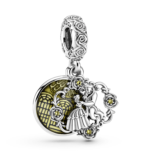 Charm Colgante En Plata De Ley La Bella Y La Bestia Bailando De Disney