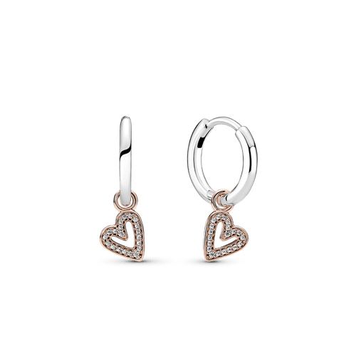 Argollas Resplandecientes Corazón De Diseño Libre Recubrimiento En Oro Rosa 14k