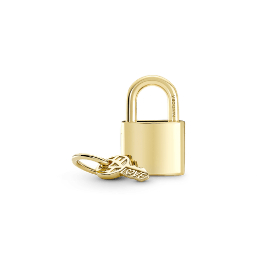 Charm Colgante Candado Y Llave Recubrimiento En Oro 14k