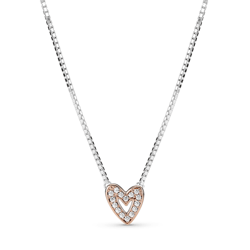 Collar Corazón De Diseño Libre Resplandeciente Recubrimiento En Oro Rosa 14k