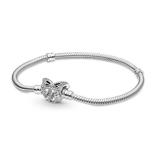 Brazalete Pandora Moments Cadena De Serpiente Con Broche Forma De Mariposa