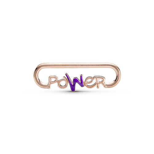 Eslabón De Estilo Con La Palabra Poder Pandora Me Recubrimiento En Oro Rosa 14K