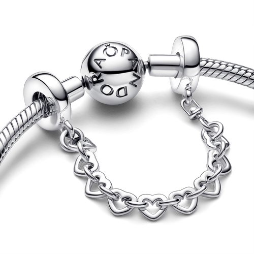 Cadena de seguridad Corazones unidos Pandora Plata Esterlina