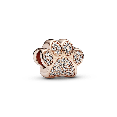 Charm Huella de patita reluciente Recubrimiento en Oro Rosa de 14k