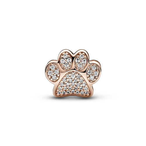 Charm Huella de patita reluciente Recubrimiento en Oro Rosa de 14k
