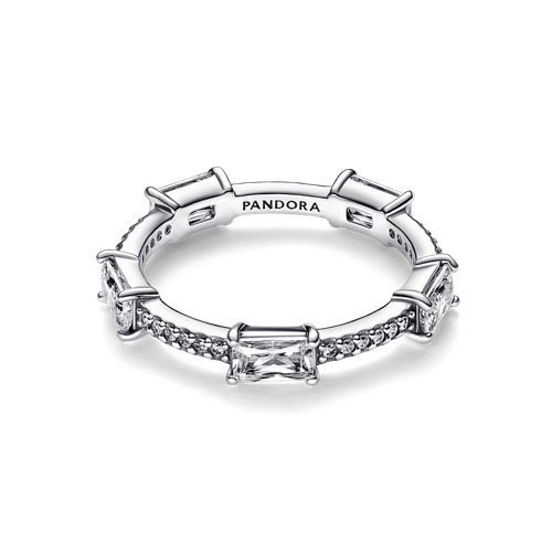 Anillo Barras rectangulares en pavé reluciente Pandora Plata Esterlina