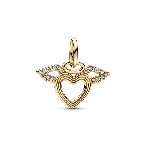 Charm colgante Corazón y alas de ángel Oro 14K