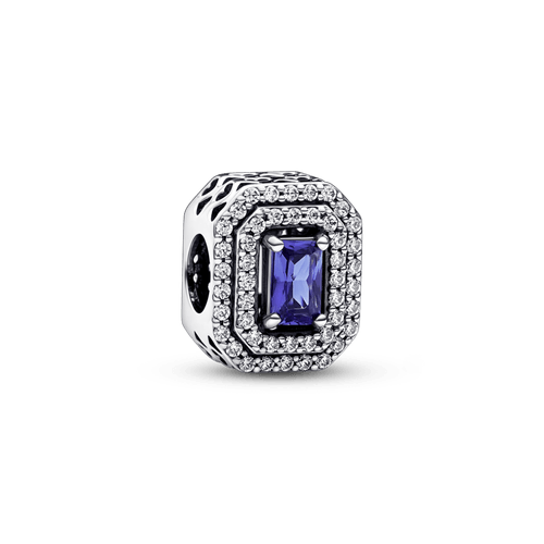 Charm rectangular en niveles Azul brillante Pandora Plata Esterlina