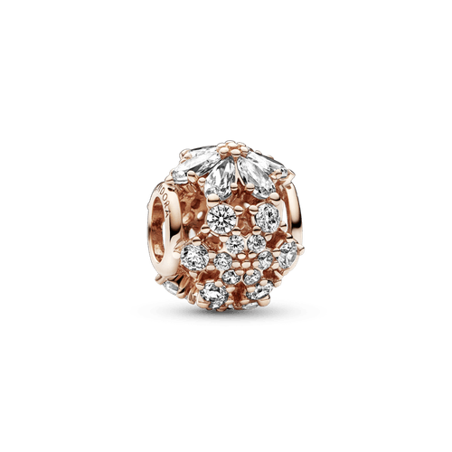 Charm redondo Racimo herbario reluciente Recubrimiento en Oro Rosa de 14k