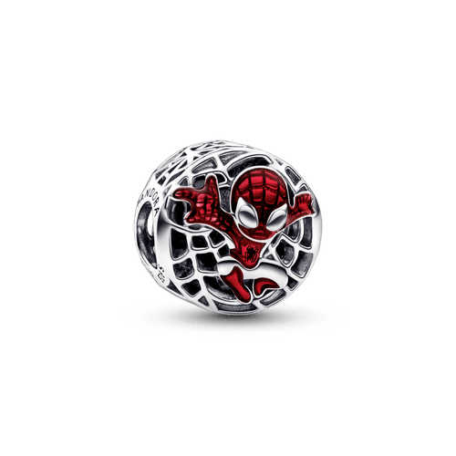 Charm Spiderman de Marvel elevándose por la ciudad Pandora Plata Esterlina