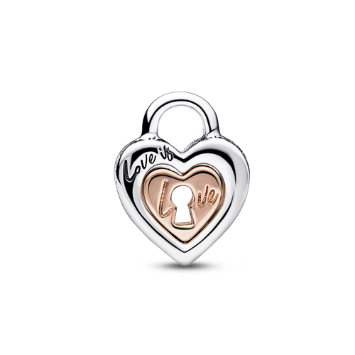 Juego de llavero con charm Corazón dividido de dos tonos con candado