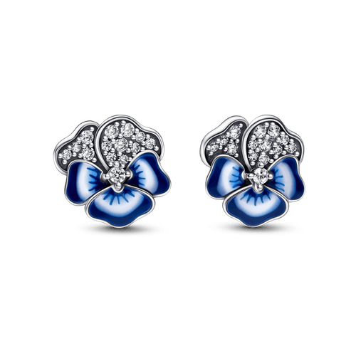Aretes de botón Pensamiento azul