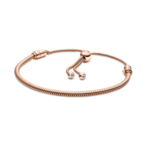 Brazalete Deslizante Diseño Cadena de Serpiente en Oro Rosa 14k