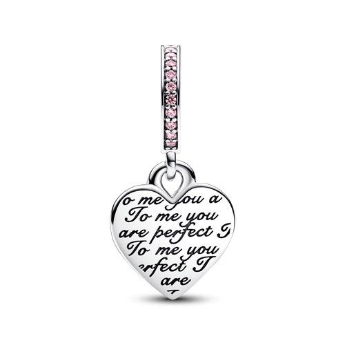 Charm colgante doble Corazón infinito de dos tonos Recubrimiento en Oro Rosa de 14k