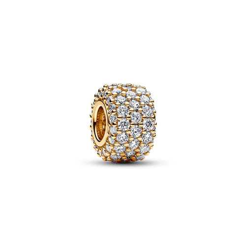 Charm Triple Fila de Brillante Pavé Dorado