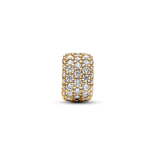 Charm Triple Fila de Brillante Pavé Dorado
