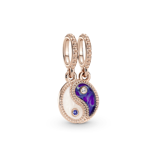 Charm Colgante Separable Yin Y Yang Reluciente Recubrimiento En Oro Rosa 14k