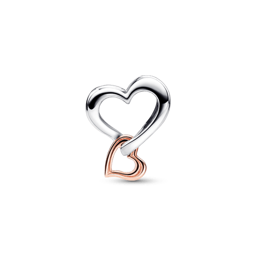 Charm de dos tonos Corazón calado con infinito Recubrimiento en Oro Rosa de 14k