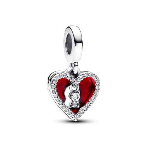 Charm Colgante Doble Corazón Rojo y Cerradura