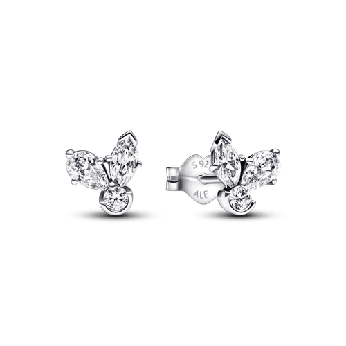 Aretes de botón Racimo herbario reluciente Pandora Timeless Plata Esterlina